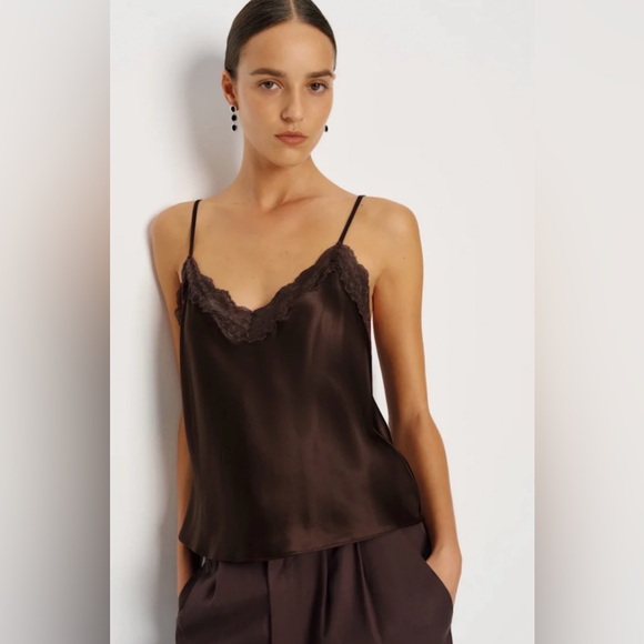Reformation Tops - Teddy Silk Top Elegant Brown Satin Camisole